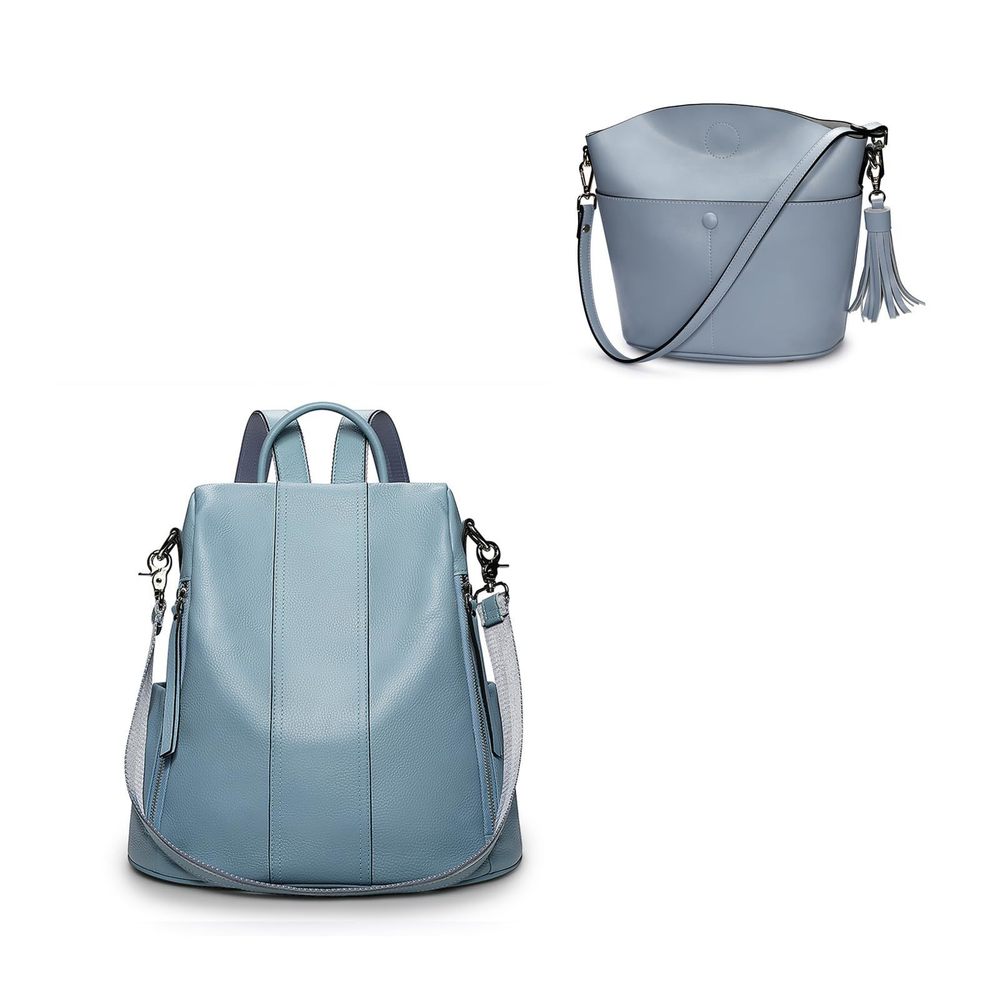 Leather Backpack Purses bundle with Crossbody Purse Bucket Shoulder Bag🐴